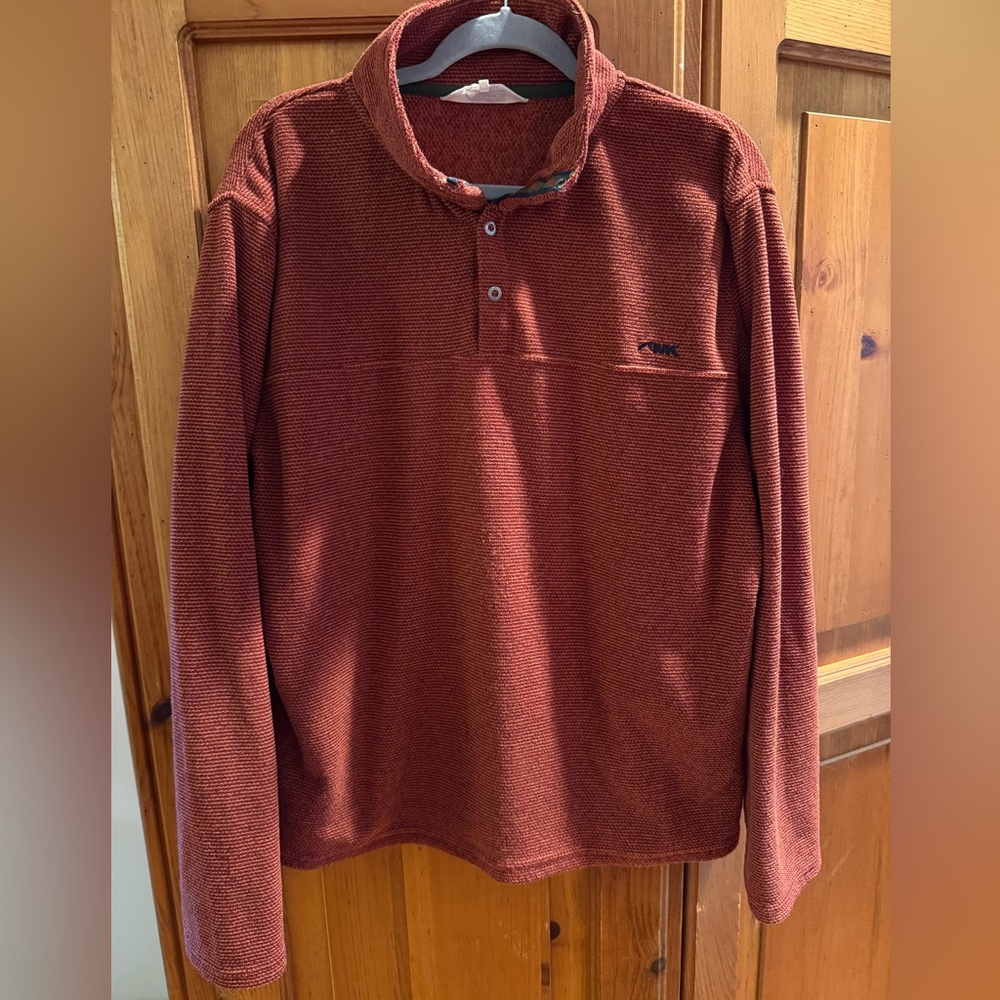Men's Mountain Khakis Red Quarter Snap
Pullover Sweater Size Large